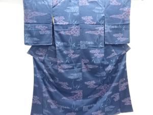 大正ロマン　花模様織出しお召着物